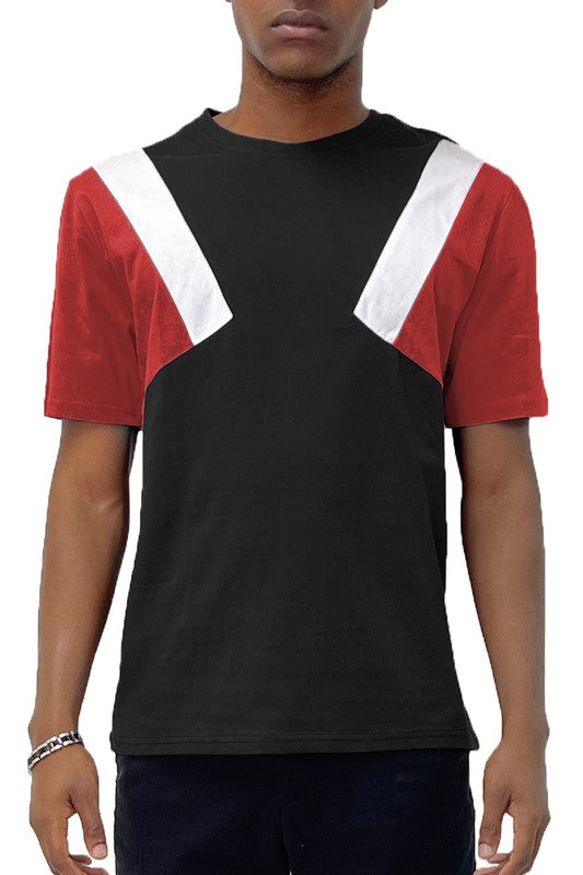 Shoulder Colored Short Sleeve T-shirt